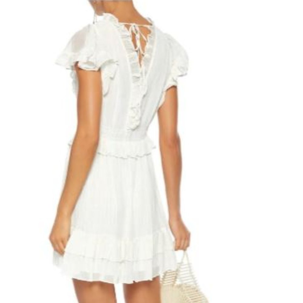 NWT Rebecca Taylor ruffled metallic cotton dress